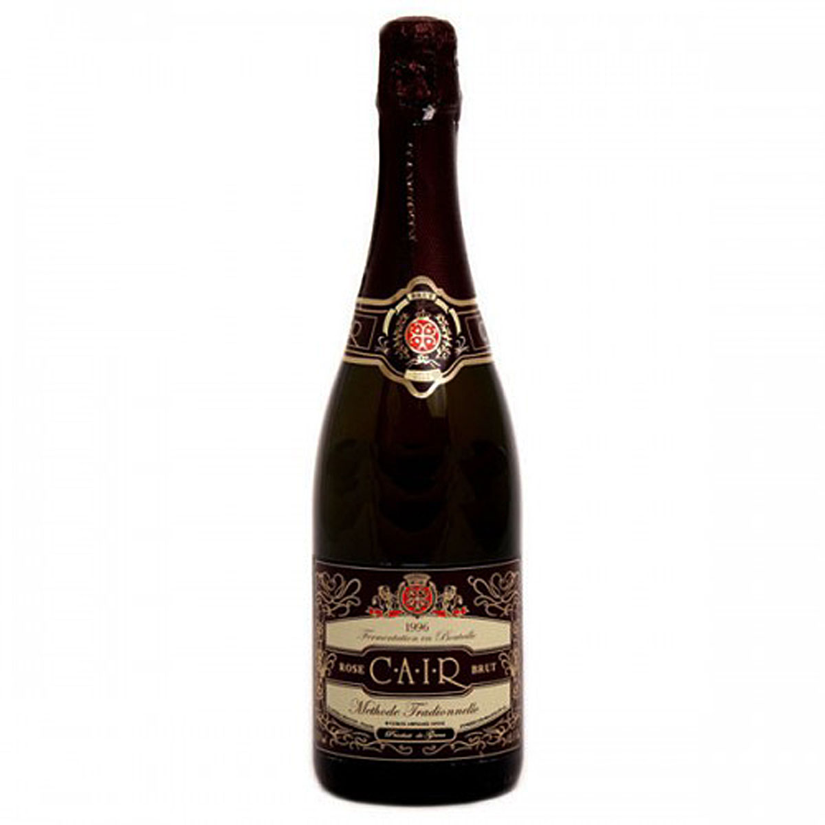 a bottle of sparkling wine cair rose reserve 10 yo