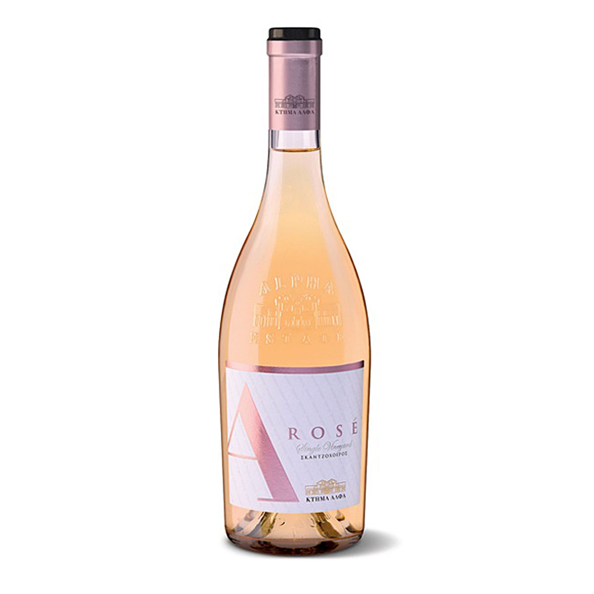 bottle of rose wine ktima alfa
