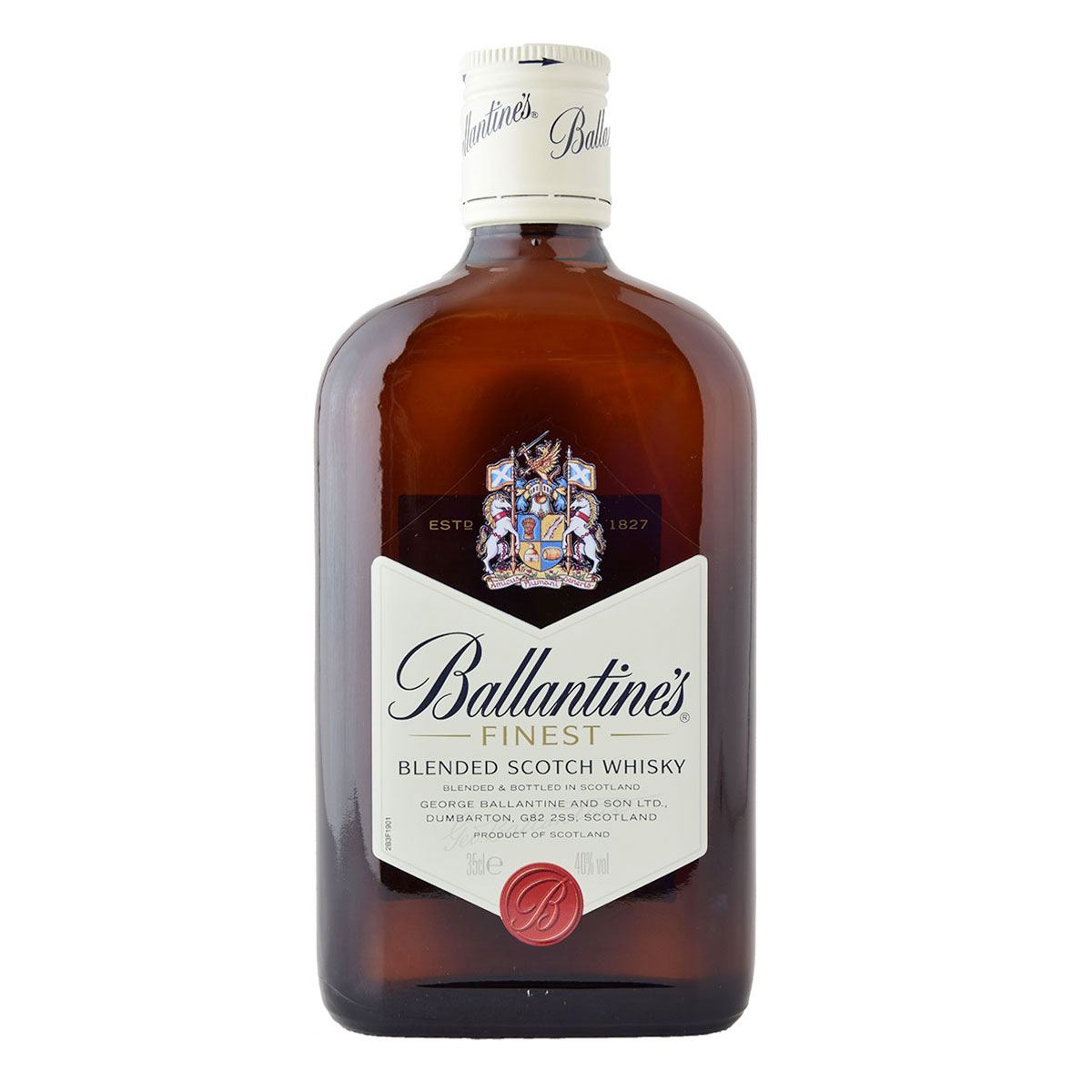 a bottle of ballantines finest whisky