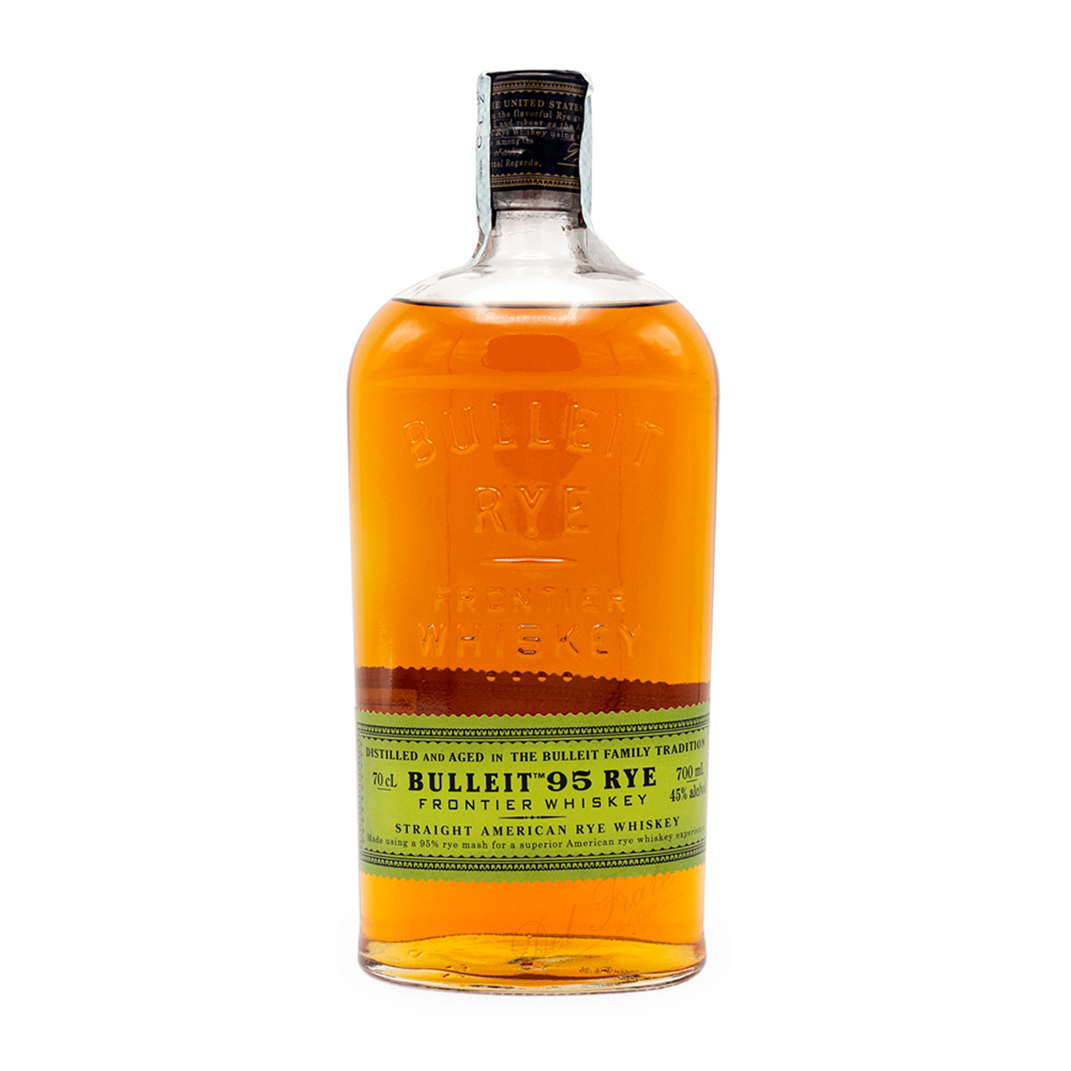 a bottle of bulleit rye whisky