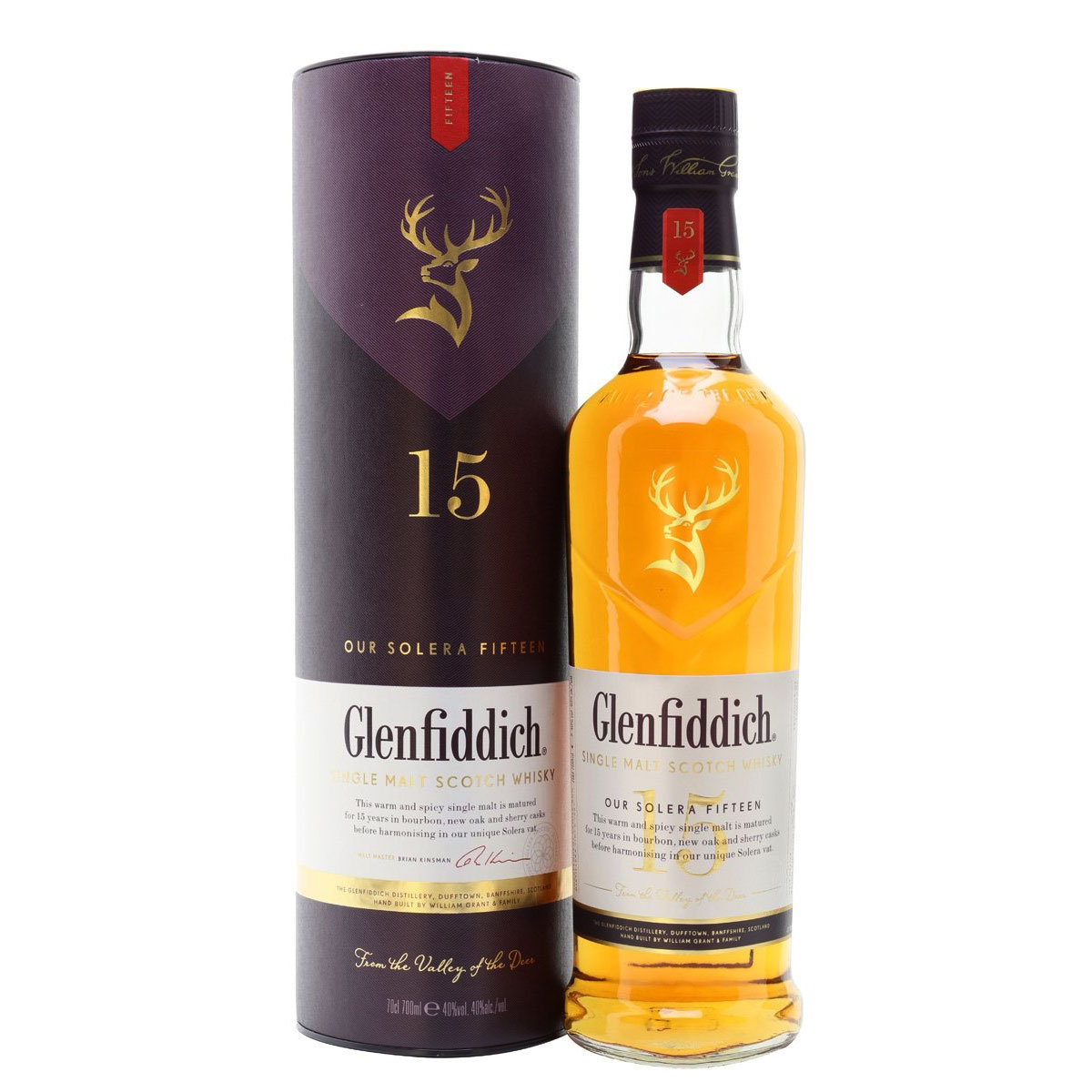 a bottle of glenfiddich 15 yea old single malt scotch whisky