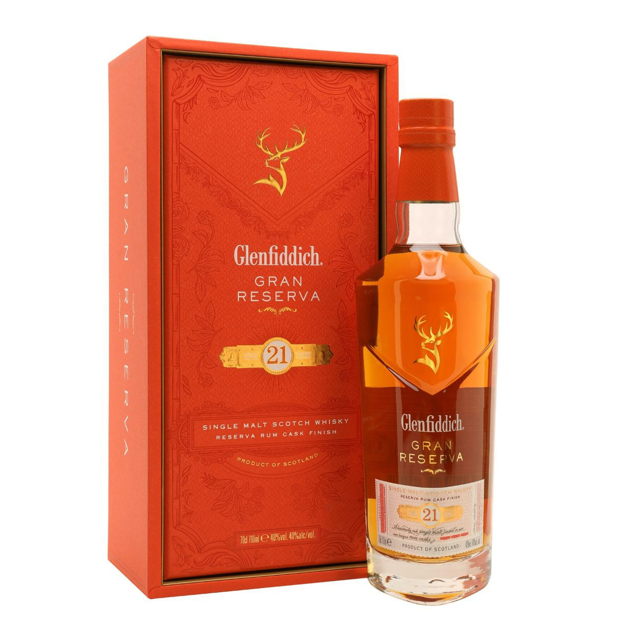 a bottle of Glenfiddich 21 year old Rum Cask Finisk Whisky