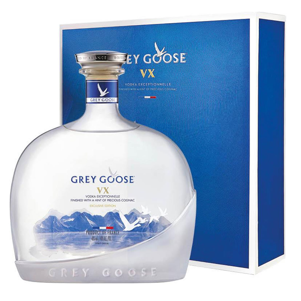a bottle of grey groose vx 1l vodka