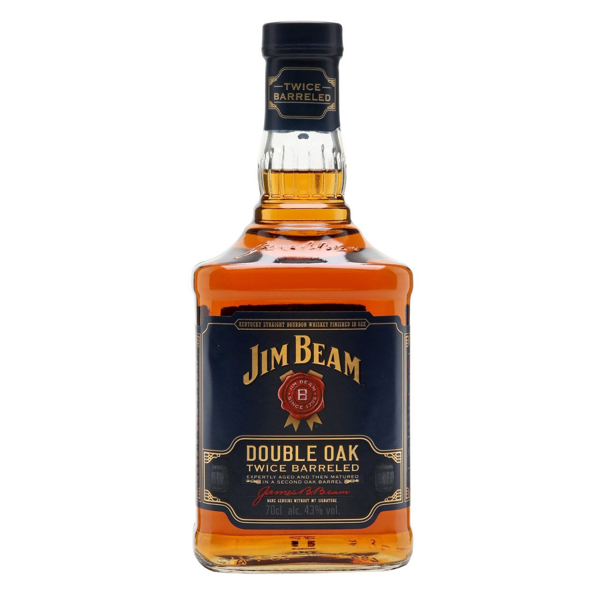 a bottle of jim beam double oak whisky