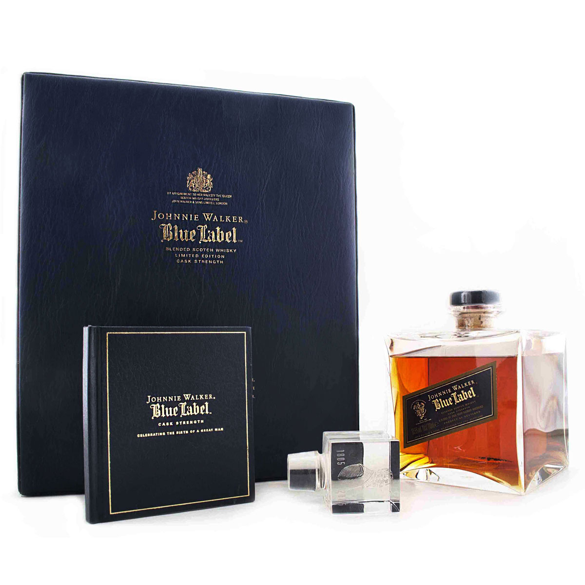 a bottle of johnnie walker blue anniversary pack whisky