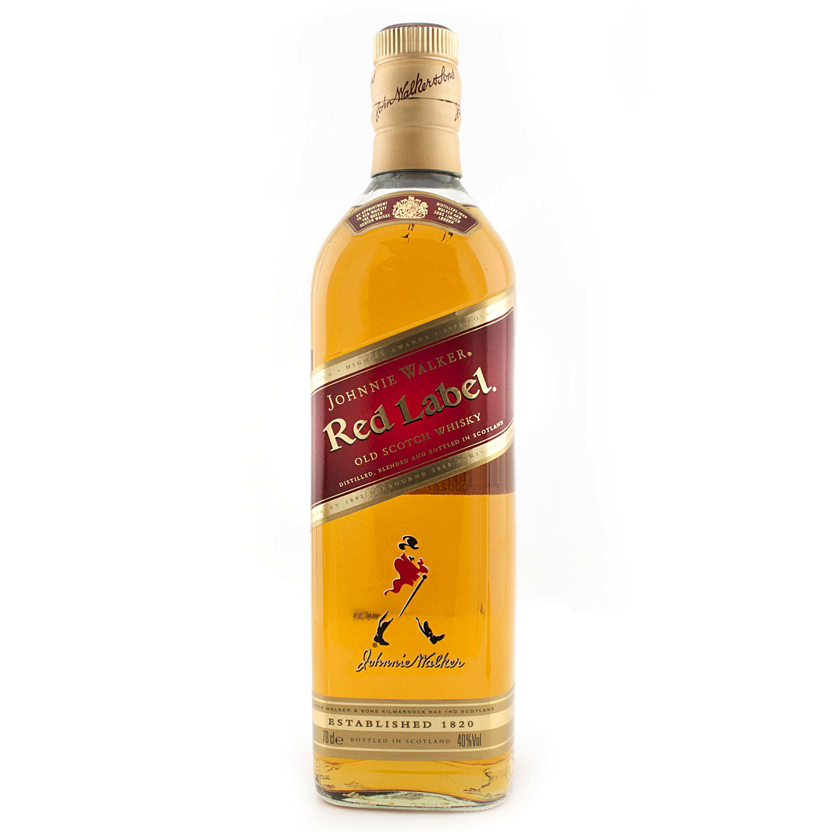 a bottle of johnnie walker red label whisky