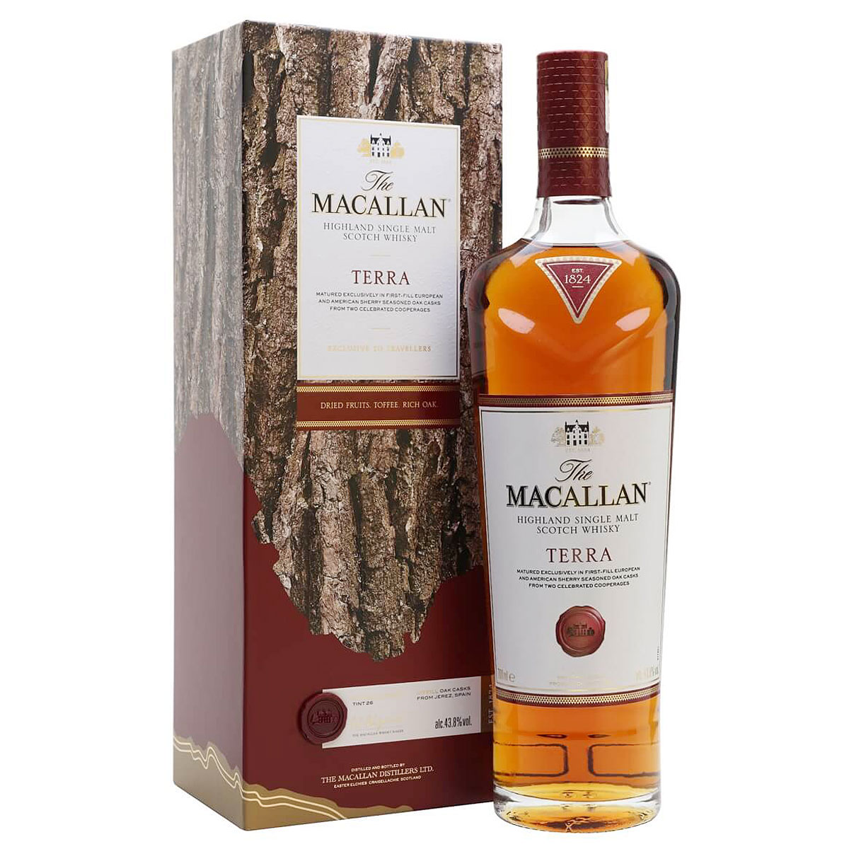 a bottle of macallan terra sinlge malt whisky