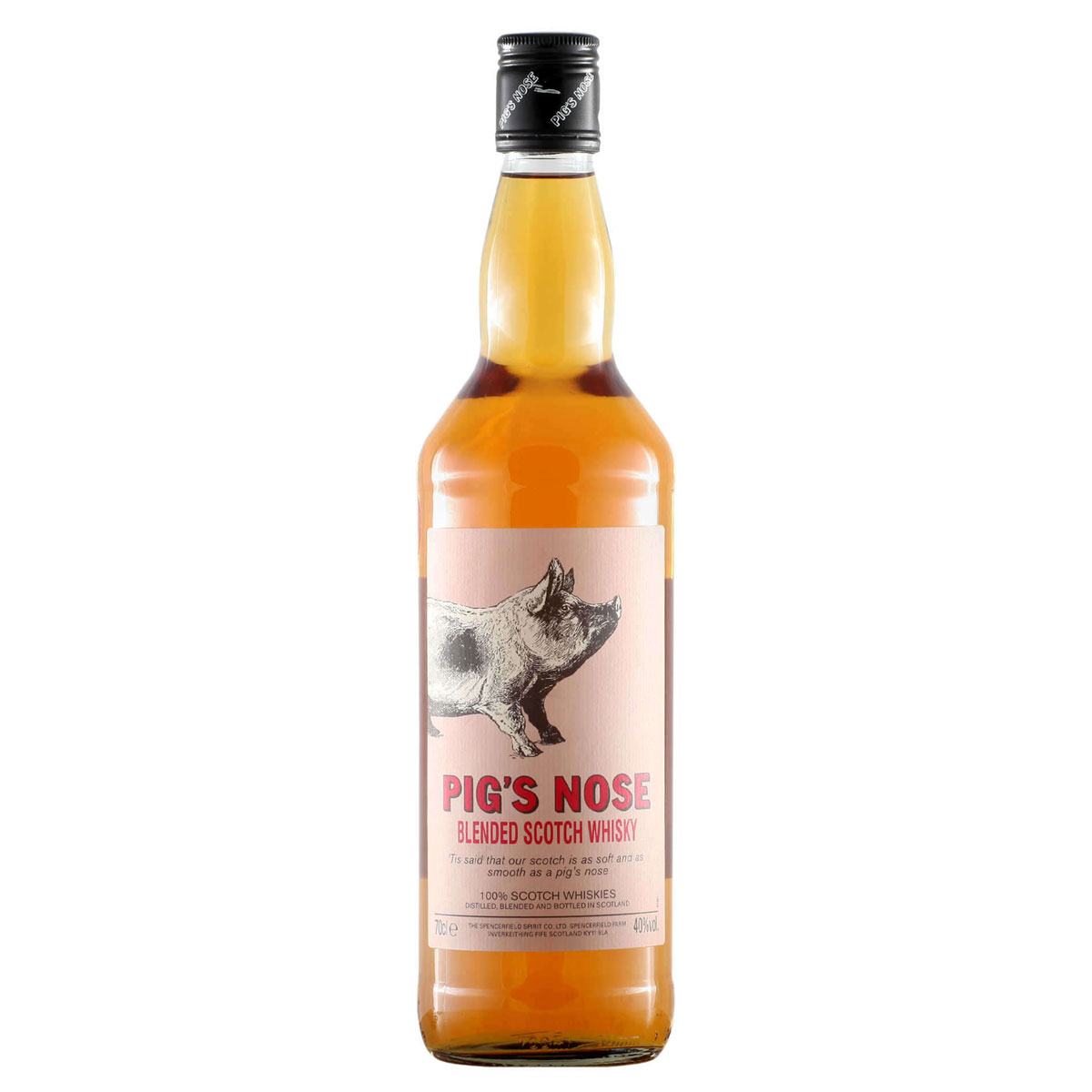 a bottle of pigs nose whisky