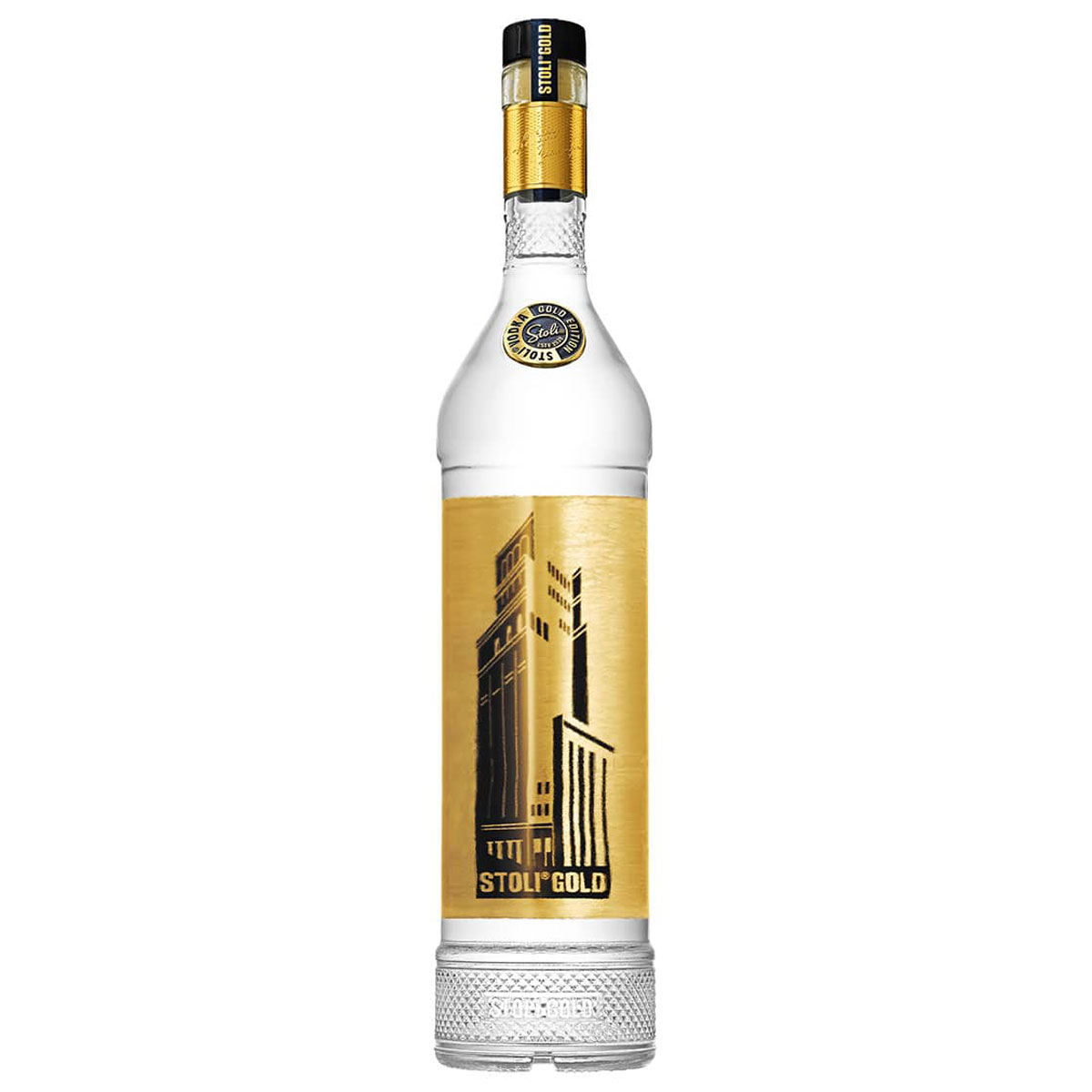 a bottle of stolichnaya gold vodka