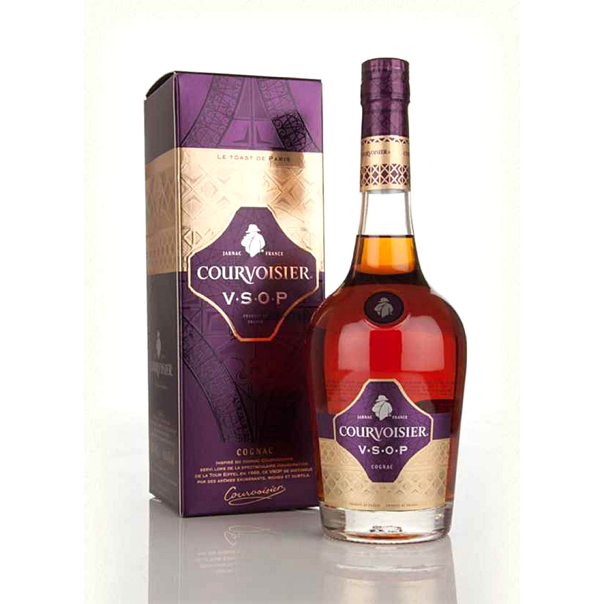 a bottle of courvoisier v.s.o.p cognac